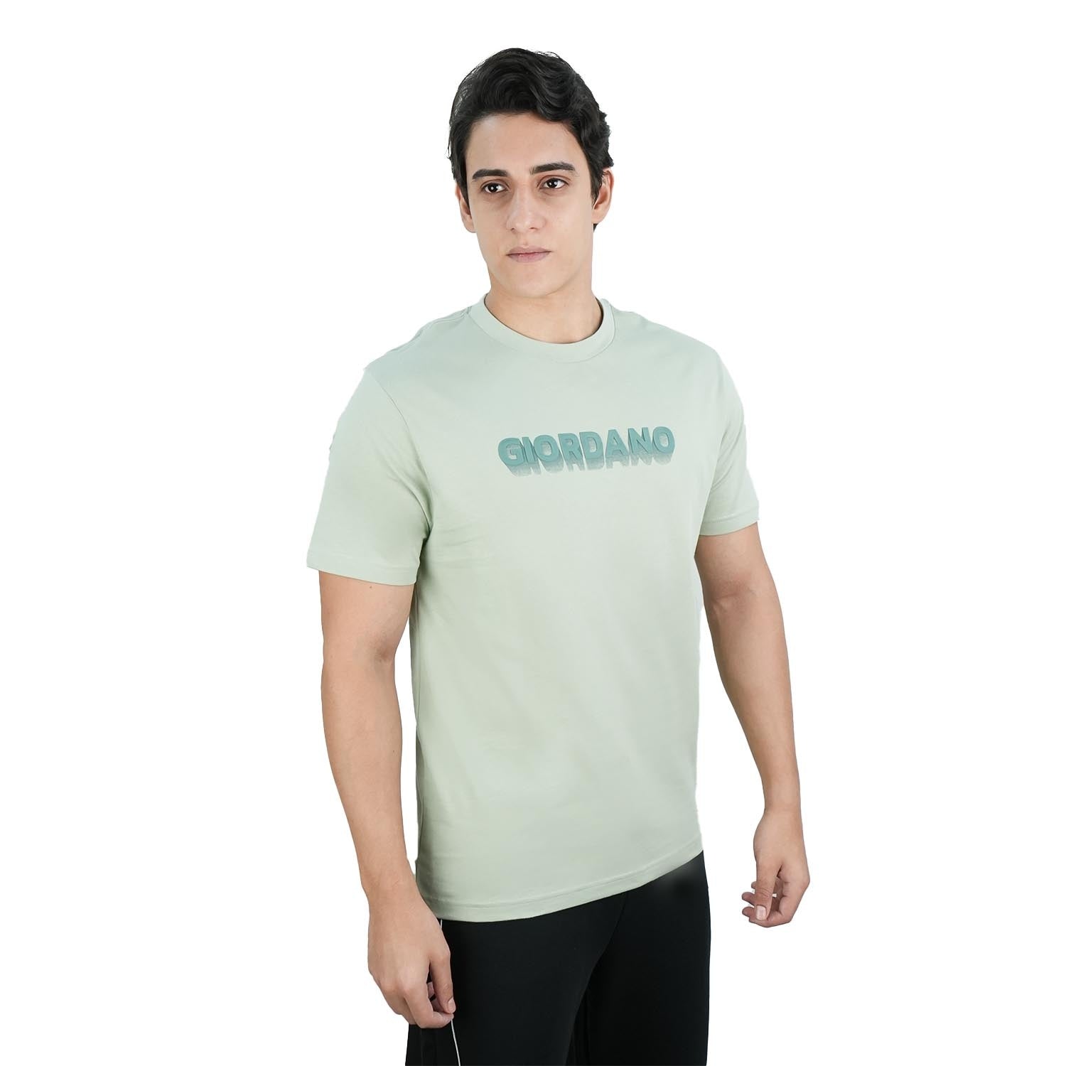 Men's Slim Fit Signature Print Cotton Jersey Tee - Giordano