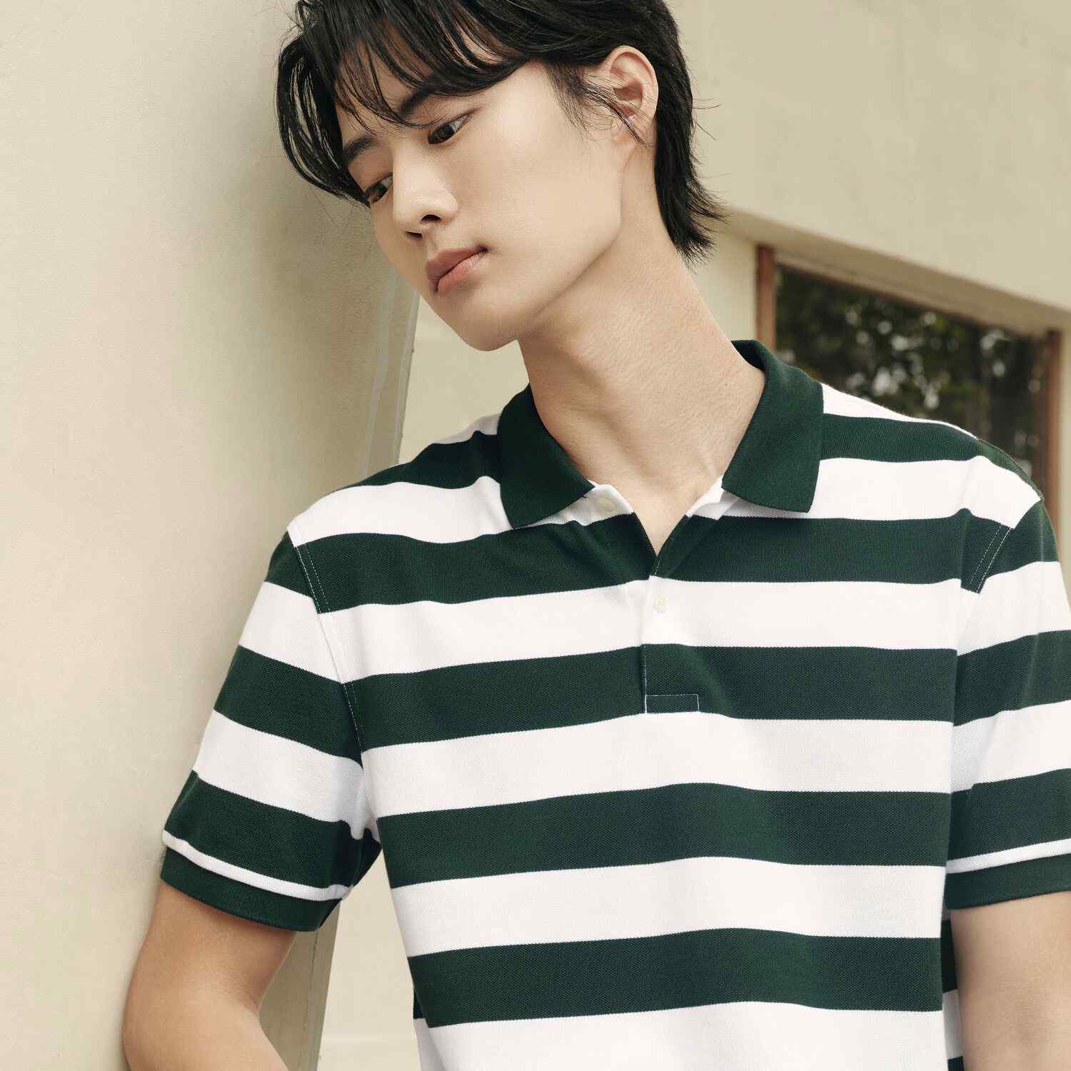 Men’s Slim Fit Striped Cotton Pique Polo Shirt | Korea Collection - Giordano