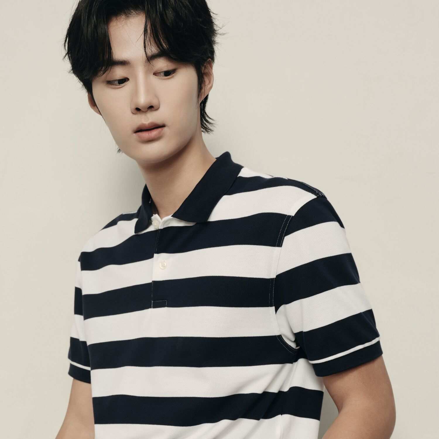 Men’s Slim Fit Striped Cotton Pique Polo Shirt | Korea Collection - Giordano