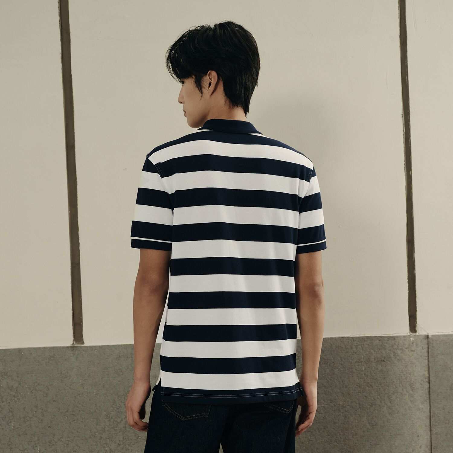 Men’s Slim Fit Striped Cotton Pique Polo Shirt | Korea Collection - Giordano