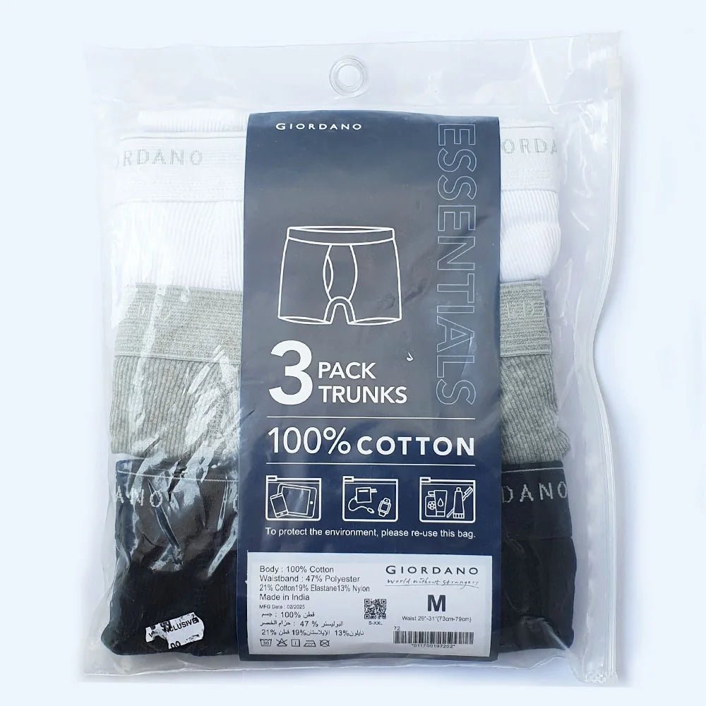 Men's Trunks - 3 Pack - Black - Giordano