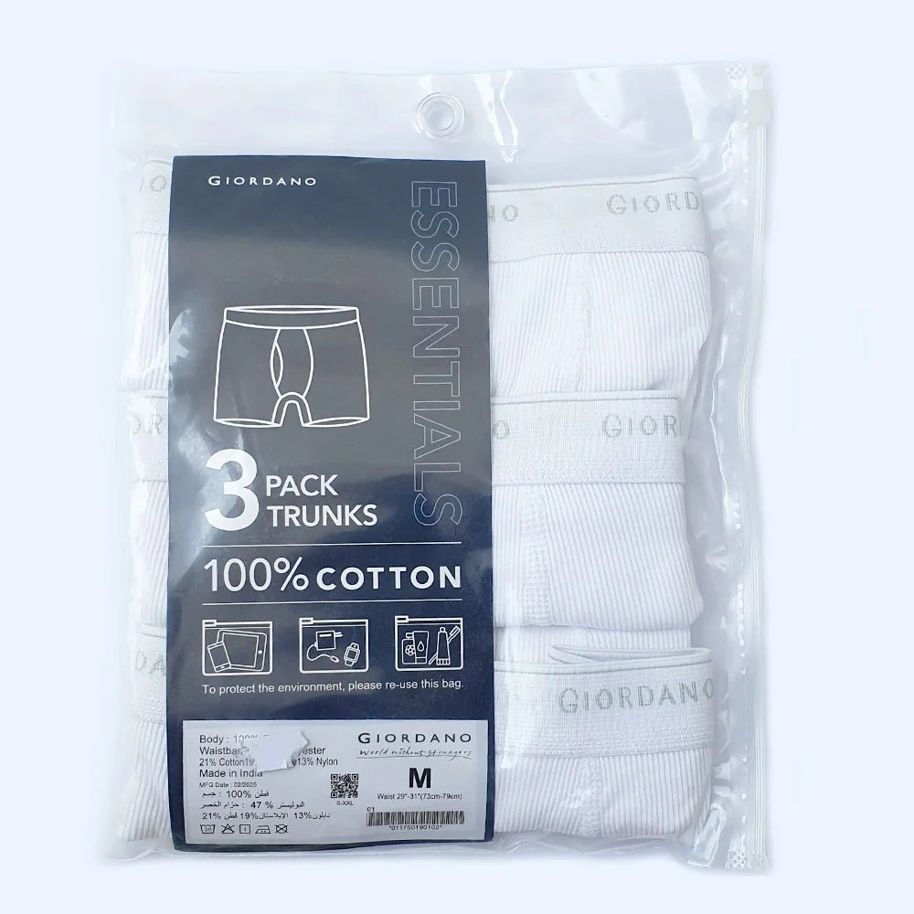 Men's Trunks - 3 Pack - White - Giordano