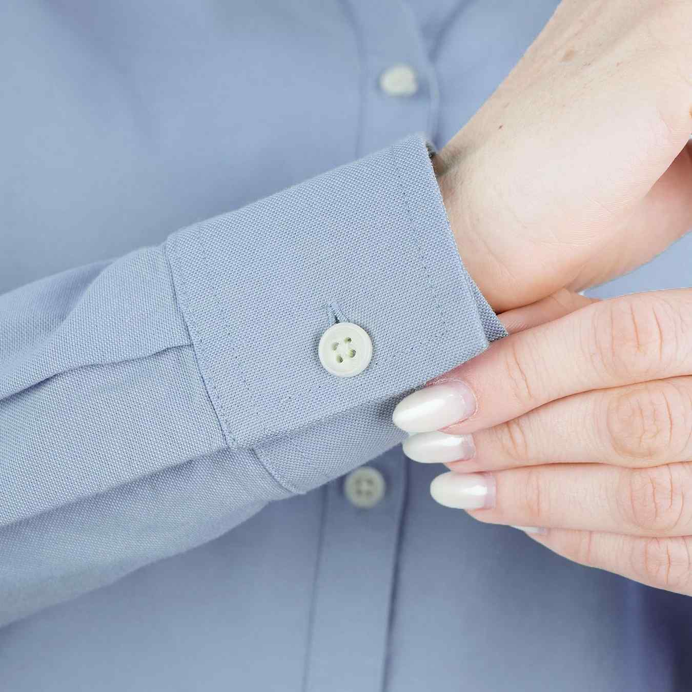 Women's Cotton Oxford Acute Collar Long Sleeve - Blue - Giordano