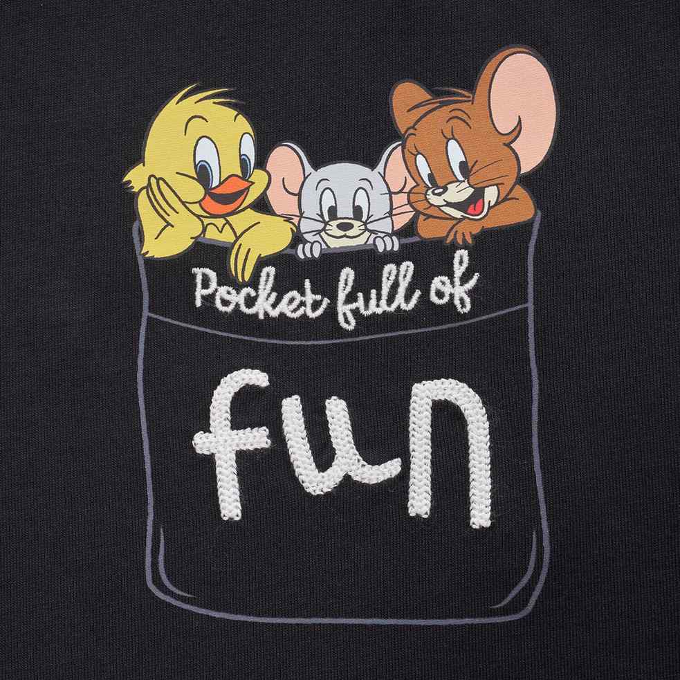 Women’s Crew Neck Print Tee - Tom & Jerry - Black - Giordano