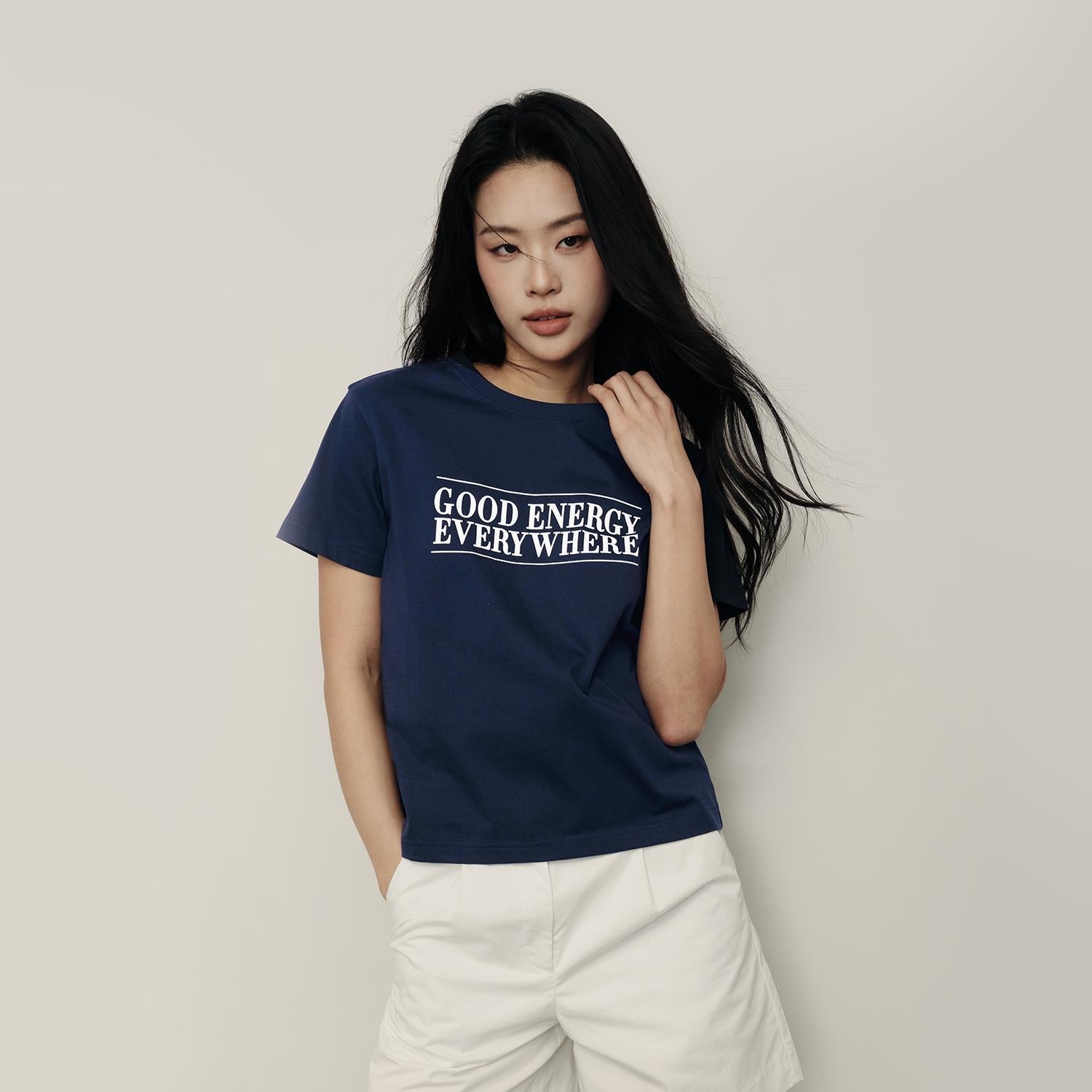 Women's Loose Fit Graphic Print Tee | Korea Collection - Blue - Giordano