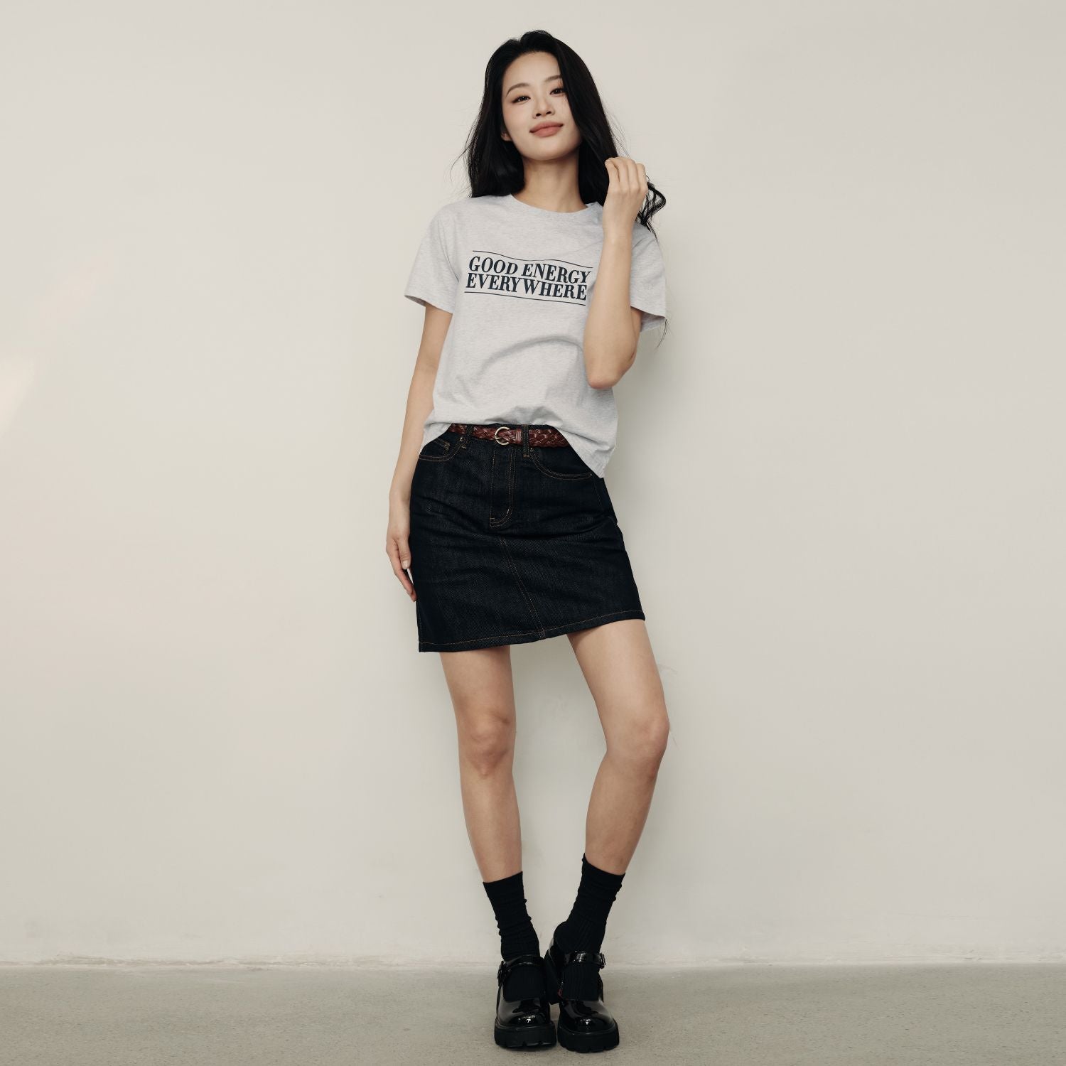 Women's Loose Fit Graphic Print Tee | Korea Collection - Grey - Giordano